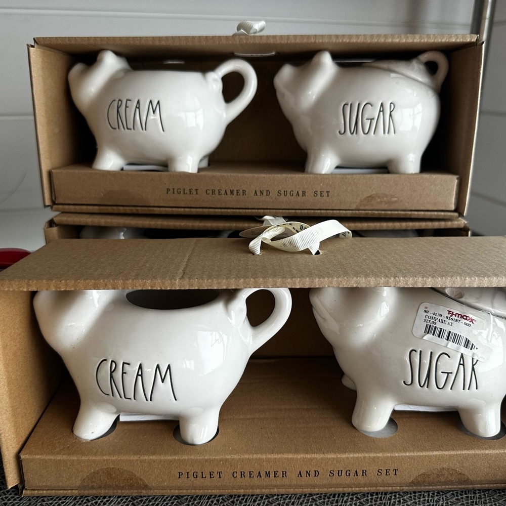 RAE DUNN PIG CREAM AND SUGAR